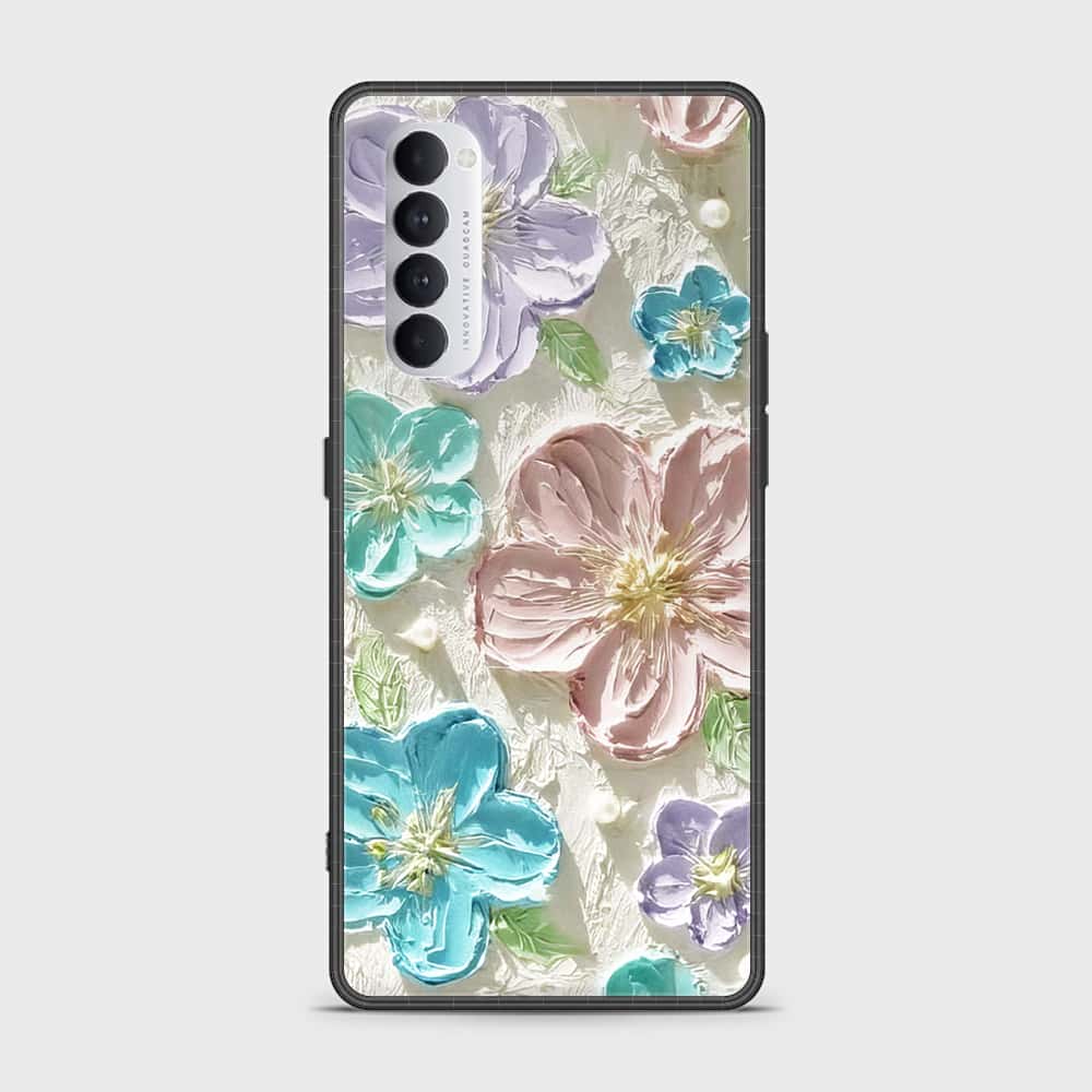 Oppo Reno 4 Pro Cover - Floral Series - Design 14 - Blue & Purple- HQ Ultra Shine Premium Infinity Glass Soft Silicon Borders Case
