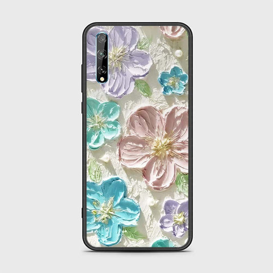 Huawei P Smart S Cover - Floral Series - Design 14 - Blue & Purple- HQ Ultra Shine Premium Infinity Glass Soft Silicon Borders Case