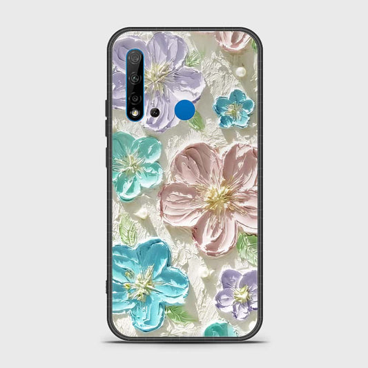 Huawei P20 Lite 2019 Cover - Floral Series - Design 14 - Blue & Purple- HQ Ultra Shine Premium Infinity Glass Soft Silicon Borders Case