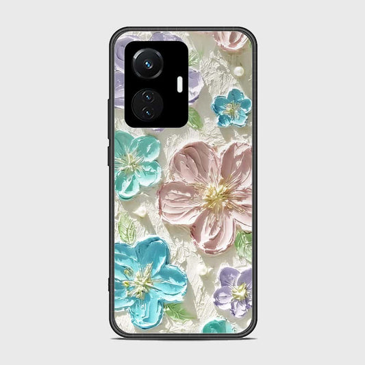 Vivo Y55 4G Cover - Floral Series - Design 14 - Blue & Purple- HQ Ultra Shine Premium Infinity Glass Soft Silicon Borders Case