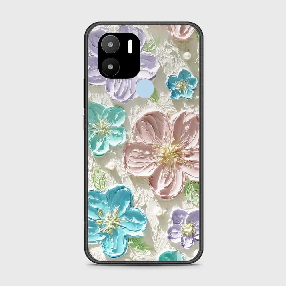 Xiaomi Redmi A1 Plus Cover - Floral Series - Design 14 - Blue & Purple - HQ Ultra Shine Premium Infinity Glass Soft Silicon Borders Case