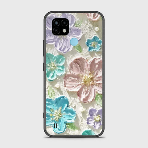 Realme C21 Cover - Floral Series - Design 14 - Blue & Purple - HQ Premium Shine Durable Shatterproof Case