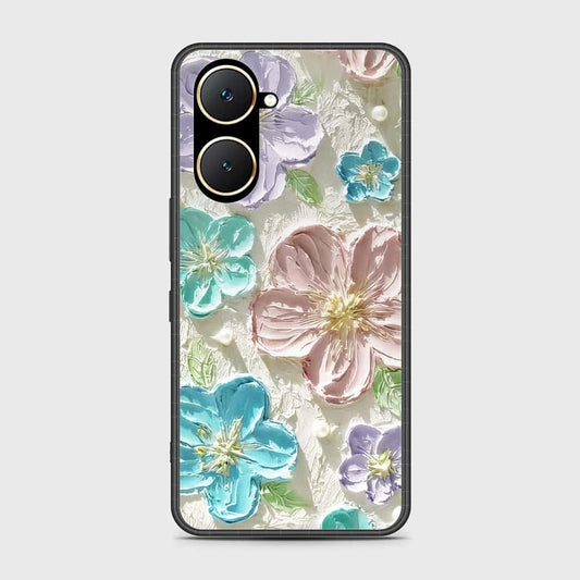 Vivo Y03t Cover - Floral Series - Design 14 - Blue & Purple - HQ Ultra Shine Premium Infinity Glass Soft Silicon Borders Case (Fast Delivery)(FS)