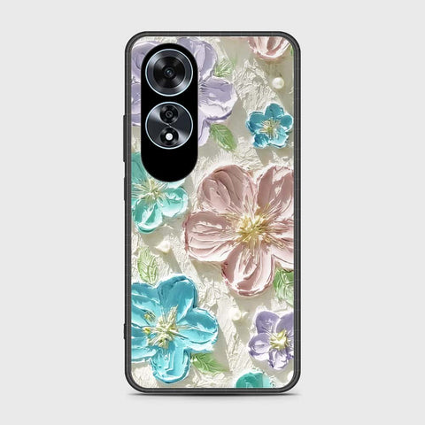 Oppo A60 Cover - Floral Series - Design 14 - Blue & Purple - HQ Ultra Shine Premium Infinity Glass Soft Silicon Borders Case