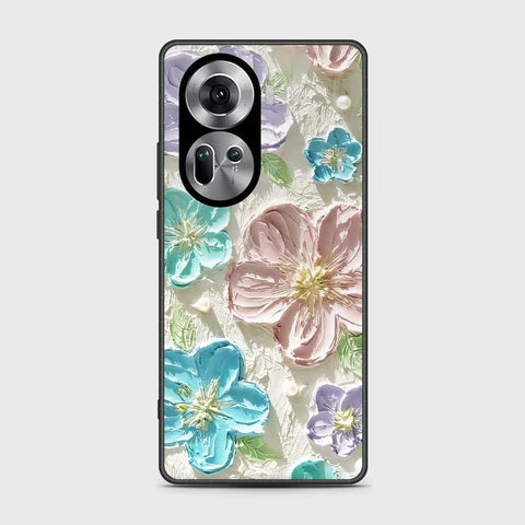 Oppo Reno 11 5G Cover - Floral Series - Design 14 - Blue & Purple - HQ Ultra Shine Premium Infinity Glass Soft Silicon Borders Case