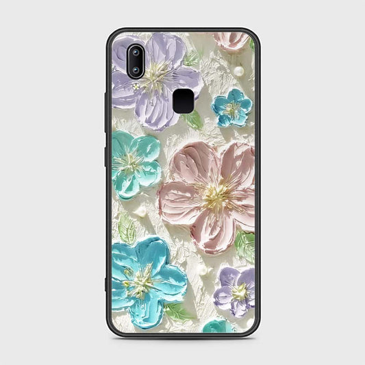 Vivo Y85 Cover - Floral Series - Design 14 - Blue & Purple - HQ Ultra Shine Premium Infinity Glass Soft Silicon Borders Case