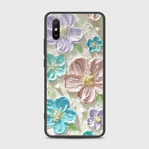 Xiaomi Redmi 9A Cover - Floral Series - Design 14 - Blue & Purple - HQ Ultra Shine Premium Infinity Glass Soft Silicon Borders Case