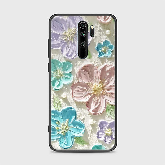 Xiaomi Redmi Note 8 Pro Cover - Floral Series - Design 14 - Blue & Purple - HQ Ultra Shine Premium Infinity Glass Soft Silicon Borders Case