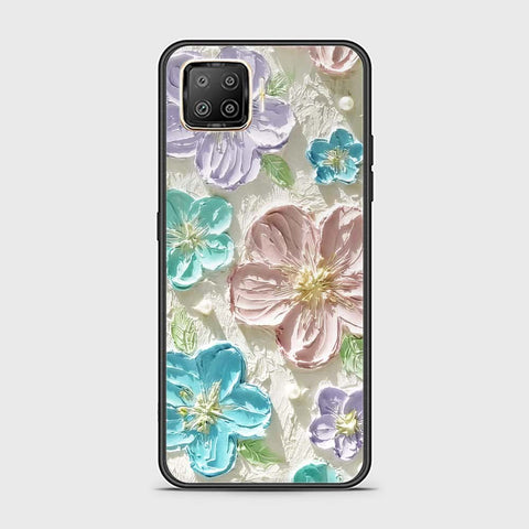 Oppo F17 Pro Cover - Floral Series - Design 14 - Blue & Purple - HQ Ultra Shine Premium Infinity Glass Soft Silicon Borders Case