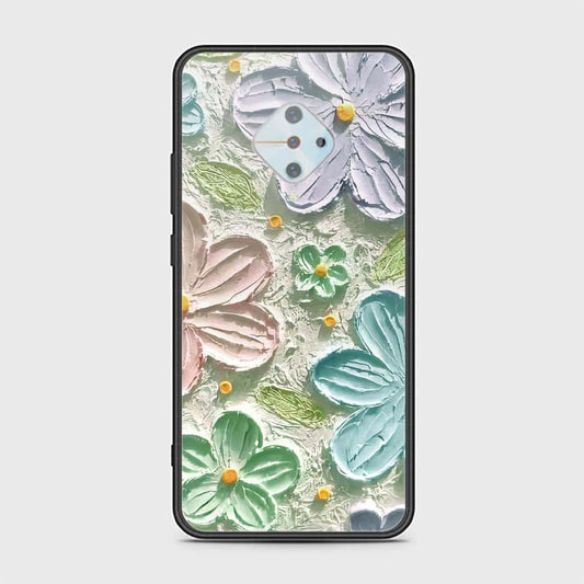 Vivo S1 Pro Cover - Floral Series - Design 15 - Blue & Green - HQ Ultra Shine Premium Infinity Glass Soft Silicon Borders Case