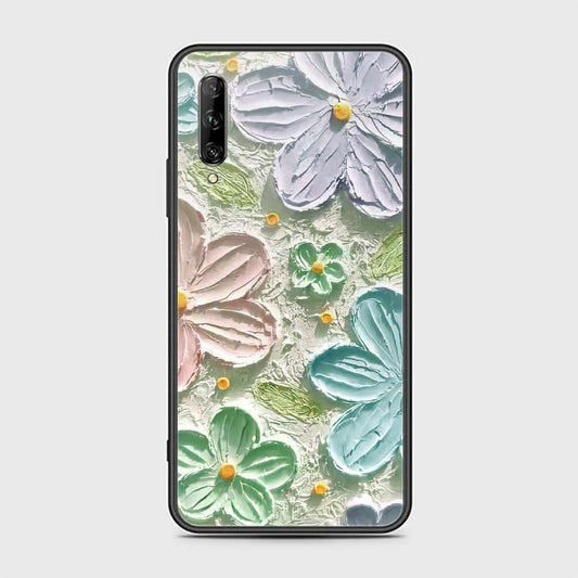 Huawei Y9s Cover - Floral Series - Design 15 - Blue & Green - HQ Ultra Shine Premium Infinity Glass Soft Silicon Borders Case