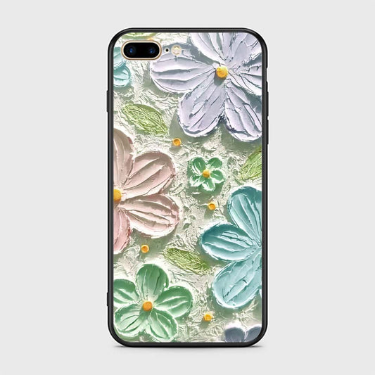 iPhone 8 Plus / 7 Plus Cover - Floral Series - Design 15 - Blue & Green - HQ Ultra Shine Premium Infinity Glass Soft Silicon Borders Case