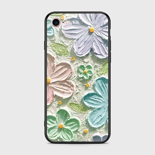 iPhone 8 / 7 Cover - Floral Series - Design 15 - Blue & Green - HQ Ultra Shine Premium Infinity Glass Soft Silicon Borders Case