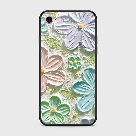 iPhone 8 / 7 Cover - Floral Series - Design 15 - Blue & Green - HQ Ultra Shine Premium Infinity Glass Soft Silicon Borders Case