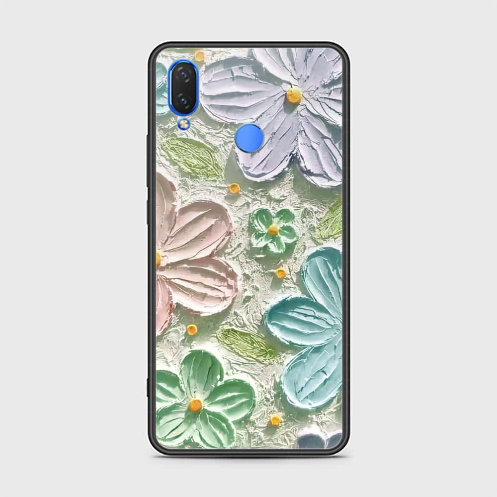 Huawei Nova 3i Cover - Floral Series - Design 15 - Blue & Green - HQ Ultra Shine Premium Infinity Glass Soft Silicon Borders Case