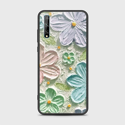 Huawei P Smart S Cover - Floral Series - Design 15 - Blue & Green - HQ Ultra Shine Premium Infinity Glass Soft Silicon Borders Case