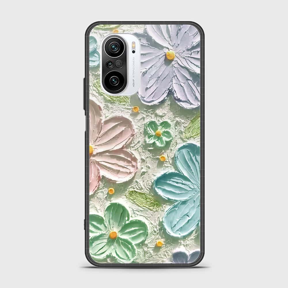 Xiaomi Poco F3 Cover - Floral Series - Design 15 - Blue & Green - HQ Ultra Shine Premium Infinity Glass Soft Silicon Borders Case