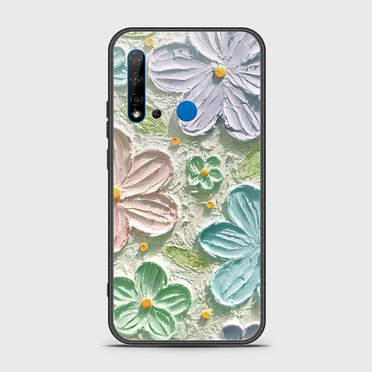 Huawei P20 Lite 2019 Cover - Floral Series - Design 15 - Blue & Green - HQ Ultra Shine Premium Infinity Glass Soft Silicon Borders Case