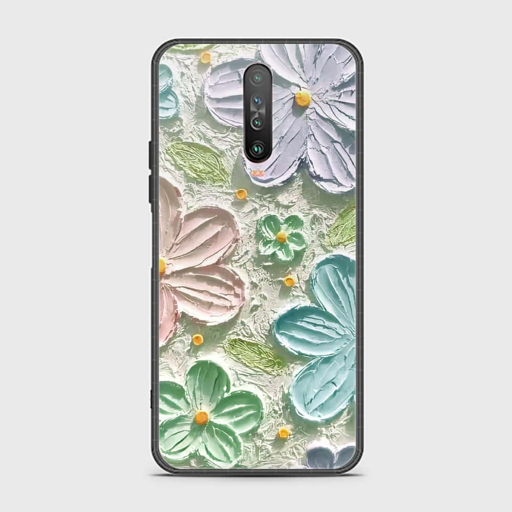 Xiaomi Poco X2 Cover - Floral Series - Design 15 - Blue & Green - HQ Ultra Shine Premium Infinity Glass Soft Silicon Borders Case