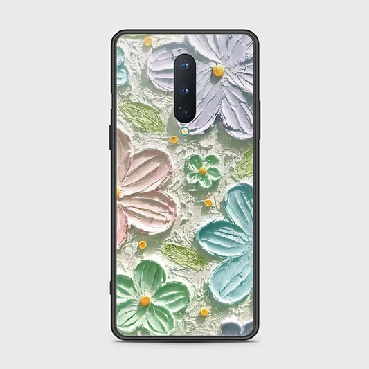 OnePlus 8 Cover - Floral Series - Design 15 - Blue & Green - HQ Ultra Shine Premium Infinity Glass Soft Silicon Borders Case