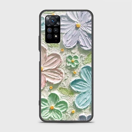 Xiaomi Redmi Note 11S Cover - Floral Series - Design 15 - Blue & Green - HQ Ultra Shine Premium Infinity Glass Soft Silicon Borders Case