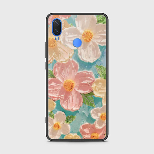 Huawei Nova 3i Cover - Floral Series - Design 16 - Cyan & Pink - HQ Ultra Shine Premium Infinity Glass Soft Silicon Borders Case