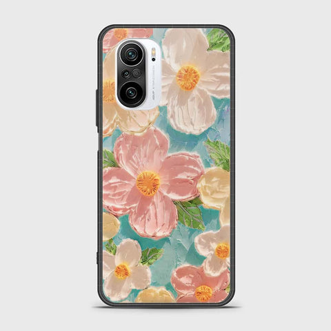 Xiaomi Poco F3 Cover - Floral Series - Design 16 - Cyan & Pink - HQ Ultra Shine Premium Infinity Glass Soft Silicon Borders Case