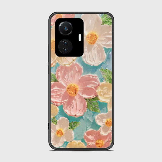 Vivo Y55 4G Cover - Floral Series - Design 16 - Cyan & Pink - HQ Ultra Shine Premium Infinity Glass Soft Silicon Borders Case