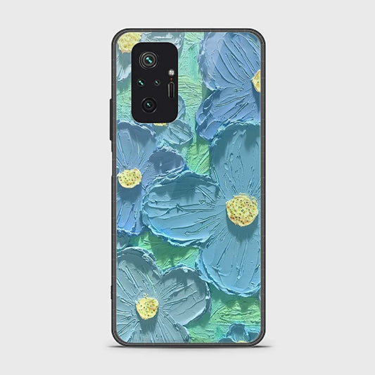 Xiaomi Redmi Note 10 Pro 4G Cover - Floral Series - Design 1 - Purple & Aqua - HQ Ultra Shine Premium Infinity Glass Soft Silicon Borders Case (Fast Delivery)(FS)