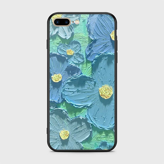 iPhone 8 Plus / 7 Plus Cover - Floral Series - Design 1 - Purple & Aqua - HQ Ultra Shine Premium Infinity Glass Soft Silicon Borders Case