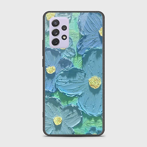 Samsung Galaxy A72 Cover - Floral Series - Design 1 - Purple & White - HQ Ultra Shine Premium Infinity Glass Soft Silicon Borders Case (Fast Delivery) (H)