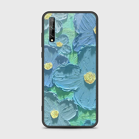 Huawei P Smart S Cover - Floral Series - Design 1 - Purple & Aqua - HQ Ultra Shine Premium Infinity Glass Soft Silicon Borders Case