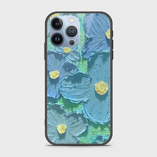 iPhone 13 Pro Max Cover - Floral Series - Design 1 - Purple & Aqua - HQ Ultra Shine Premium Infinity Glass Soft Silicon Borders Case