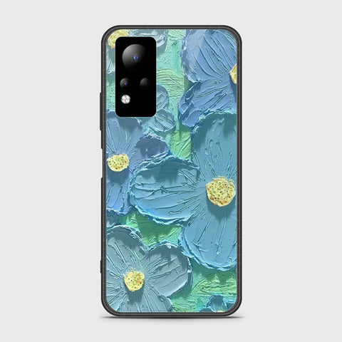 Infinix Note 11 Cover - Floral Series - Design 1 - Purple & Aqua - HQ Ultra Shine Premium Infinity Glass Soft Silicon Borders Case