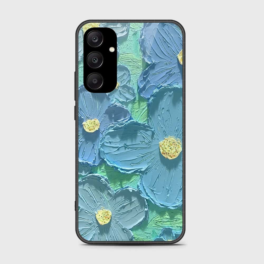 Samsung Galaxy A25 5G Cover - Floral Series - Design 1 - Purple & Aqua - HQ Ultra Shine Premium Infinity Glass Soft Silicon Borders Case