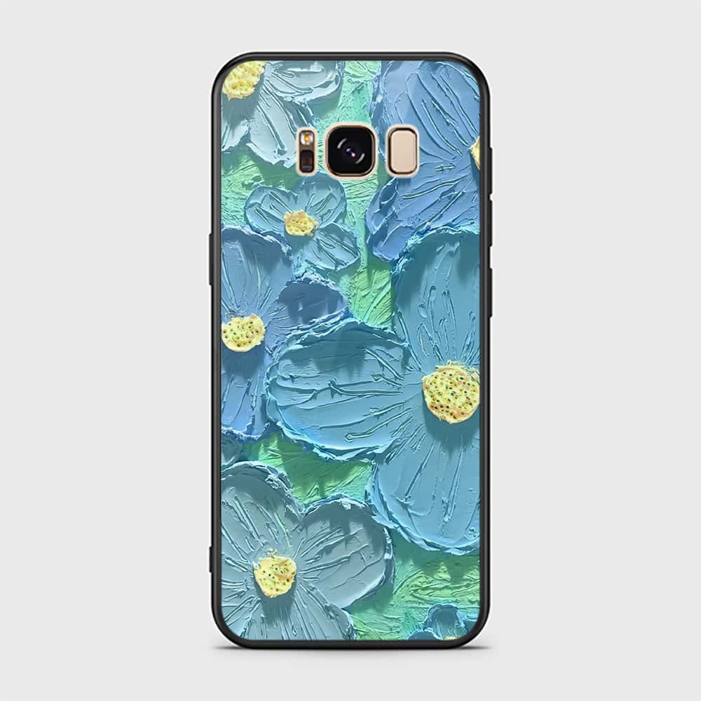 Samsung Galaxy S8 Plus Cover - Floral Series - Design 1 - Purple & Aqua - HQ Ultra Shine Premium Infinity Glass Soft Silicon Borders Case