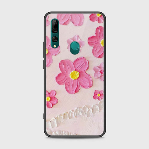 Huawei Y9 Prime 2019 Cover - Floral Series - Design 2 - Pink - HQ Ultra Shine Premium Infinity Glass Soft Silicon Borders Case