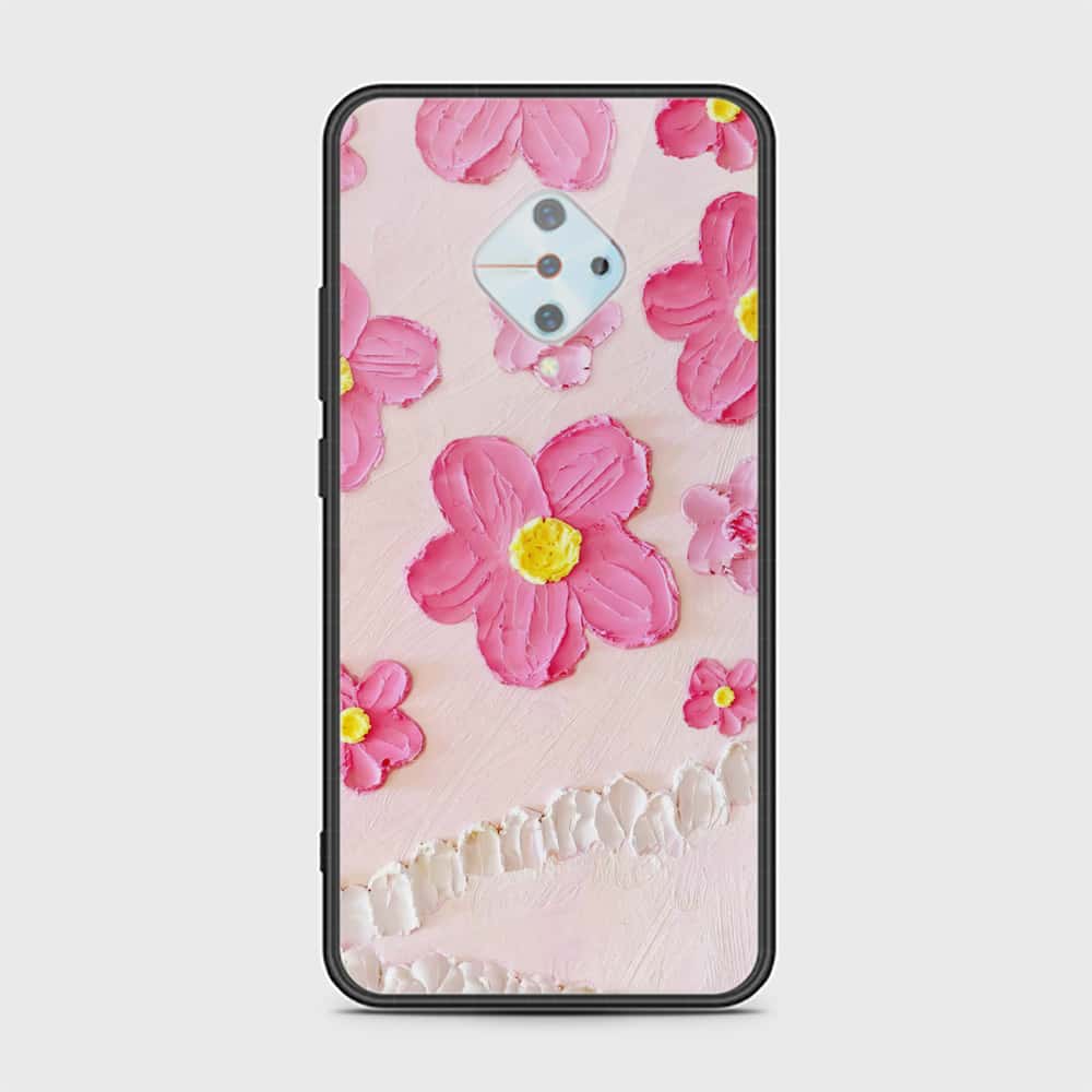 Vivo Y51 (2020 September) Cover - Floral Series - Design 2 - Pink - HQ Ultra Shine Premium Infinity Glass Soft Silicon Borders Case