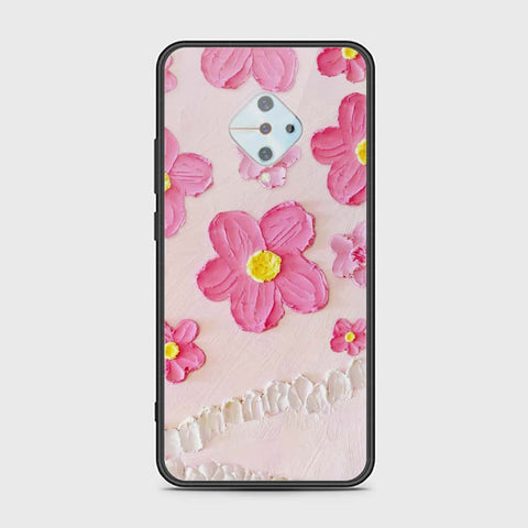 Vivo Y51 (2020 September) Cover - Floral Series - Design 2 - Pink - HQ Ultra Shine Premium Infinity Glass Soft Silicon Borders Case