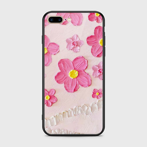 iPhone 8 Plus / 7 Plus Cover - Floral Series - Design 2 - Pink - HQ Ultra Shine Premium Infinity Glass Soft Silicon Borders Case