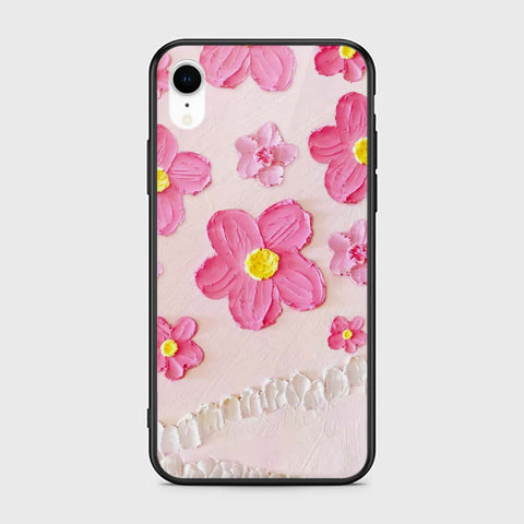 iPhone XR Cover - Floral Series - Design 2 - Pink - HQ Ultra Shine Premium Infinity Glass Soft Silicon Borders Case