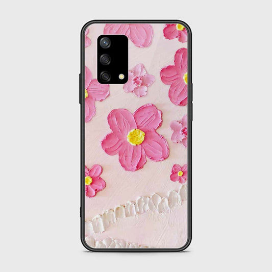 Oppo F19 Cover - Floral Series - Design 2 - Pink - HQ Ultra Shine Premium Infinity Glass Soft Silicon Borders Case