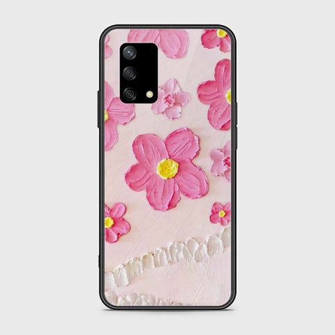 Oppo F19 Cover - Floral Series - Design 2 - Pink - HQ Ultra Shine Premium Infinity Glass Soft Silicon Borders Case