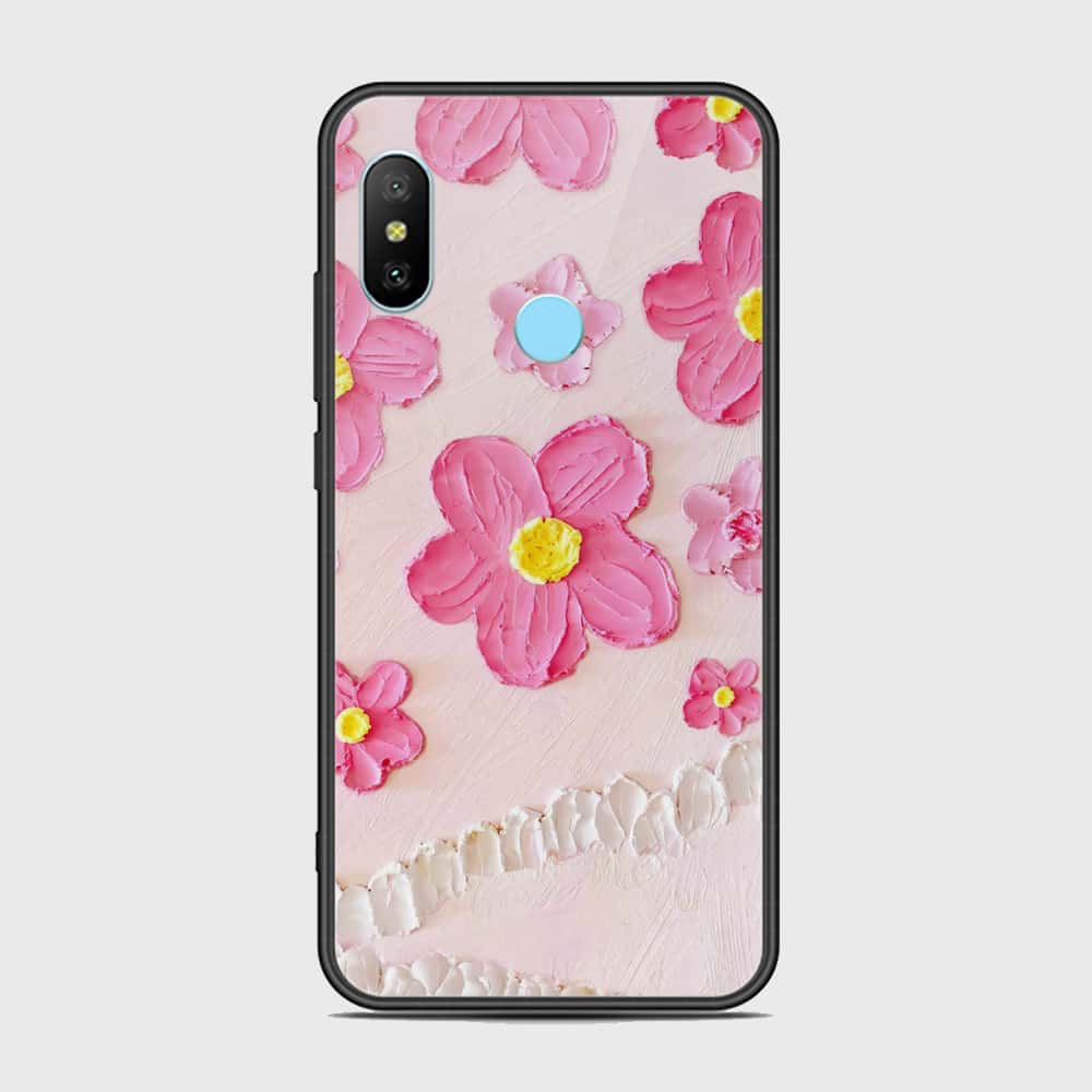 Xiaomi Redmi Note 6 Cover - Floral Series - Design 2 - Pink - HQ Ultra Shine Premium Infinity Glass Soft Silicon Borders Case