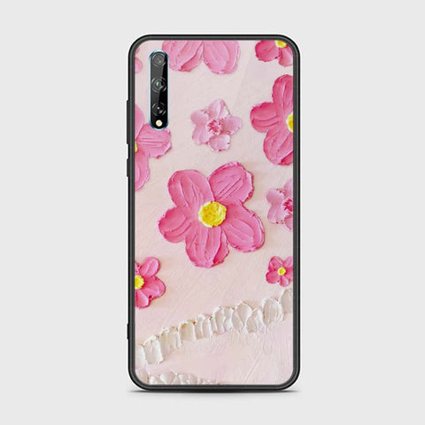 Huawei Y8p Cover - Floral Series - Design 2 - Pink - HQ Ultra Shine Premium Infinity Glass Soft Silicon Borders Case
