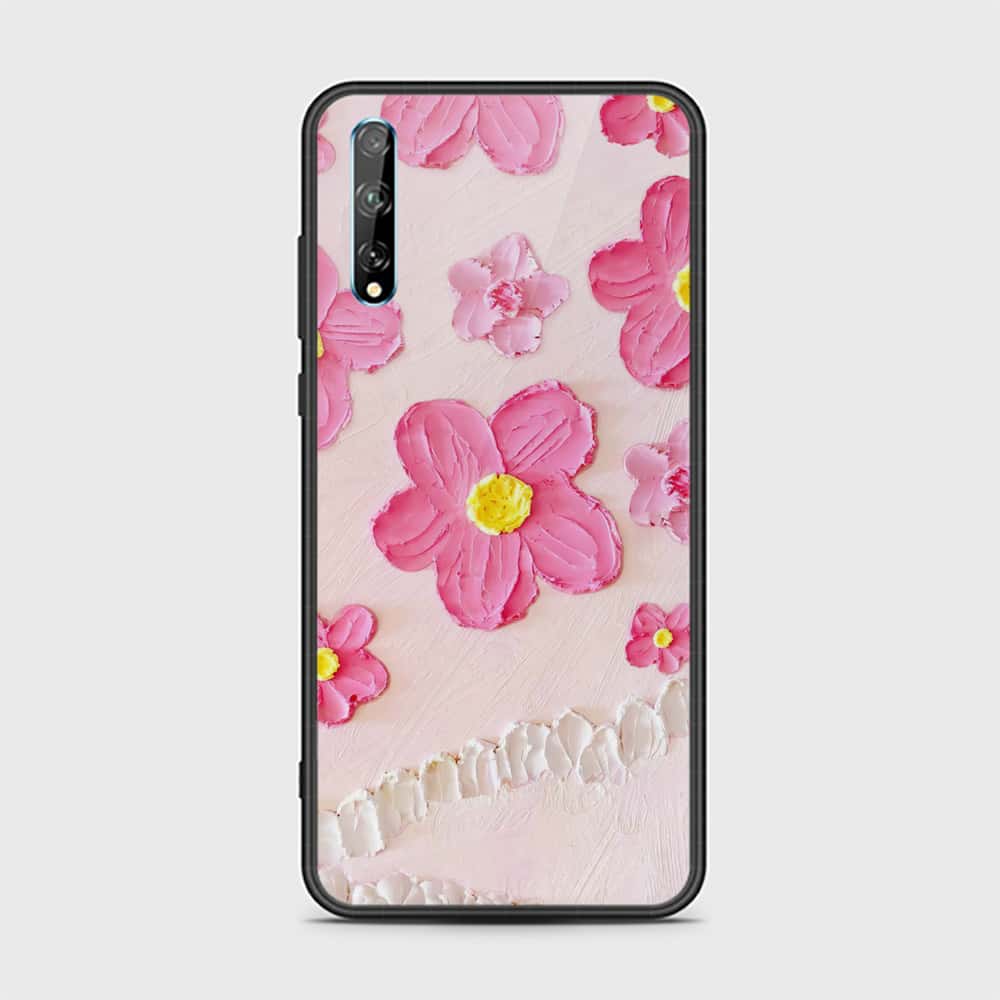 Huawei P Smart S Cover - Floral Series - Design 2 - Pink - HQ Ultra Shine Premium Infinity Glass Soft Silicon Borders Case