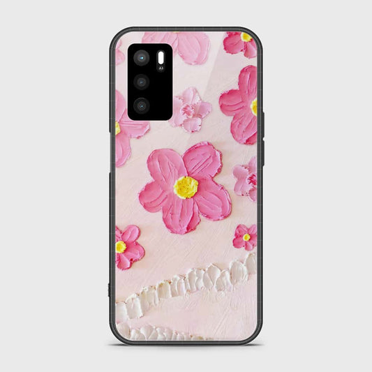 Oppo A16 Cover - Floral Series - Design 2 - Pink - HQ Ultra Shine Premium Infinity Glass Soft Silicon Borders Case