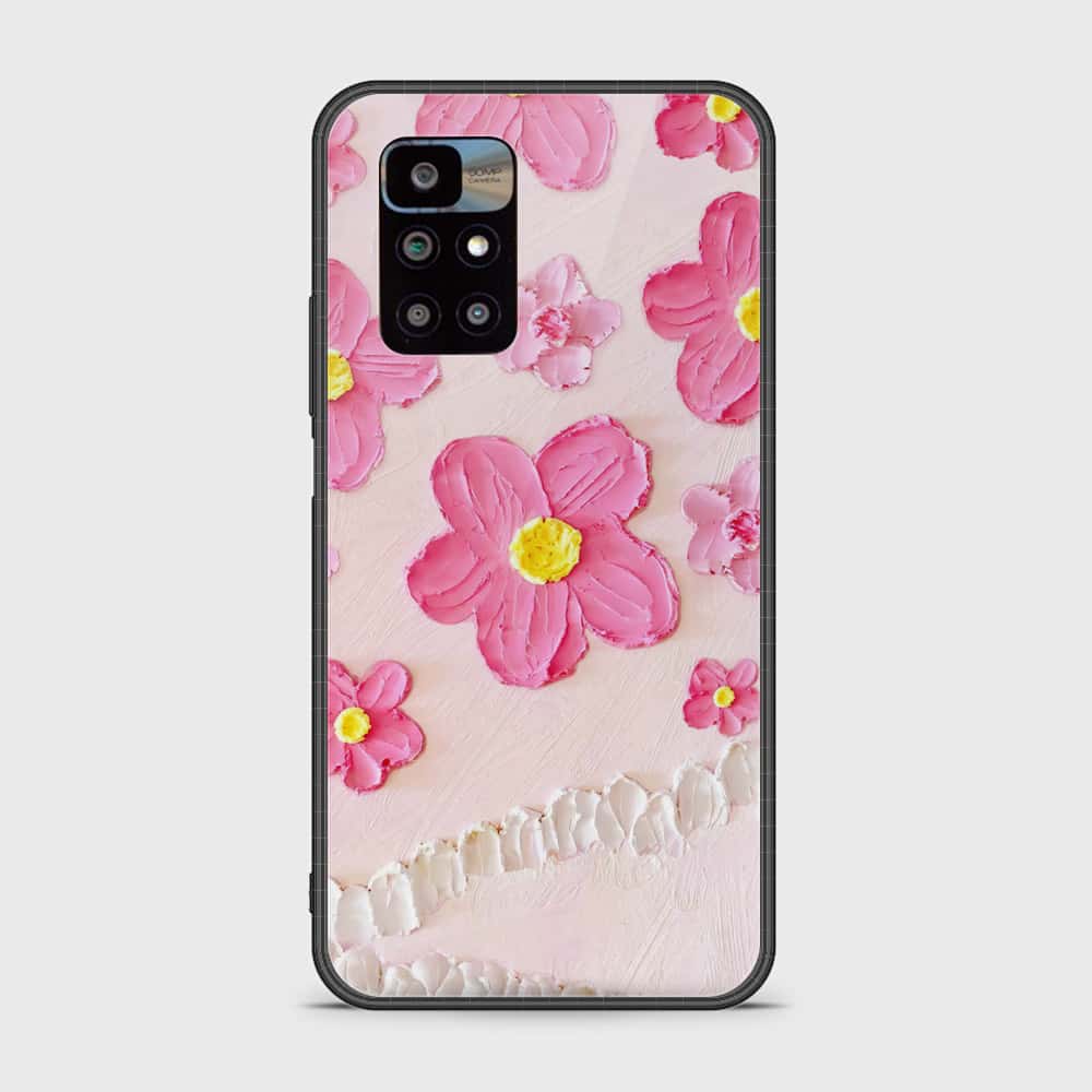 Xiaomi Redmi 10 Prime Cover - Floral Series - Design 2 - Pink - HQ Ultra Shine Premium Infinity Glass Soft Silicon Borders Case