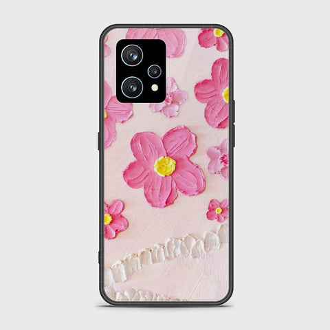 Realme 9 Pro Plus Cover - Floral Series - Design 2 - Pink - HQ Ultra Shine Premium Infinity Glass Soft Silicon Borders Case