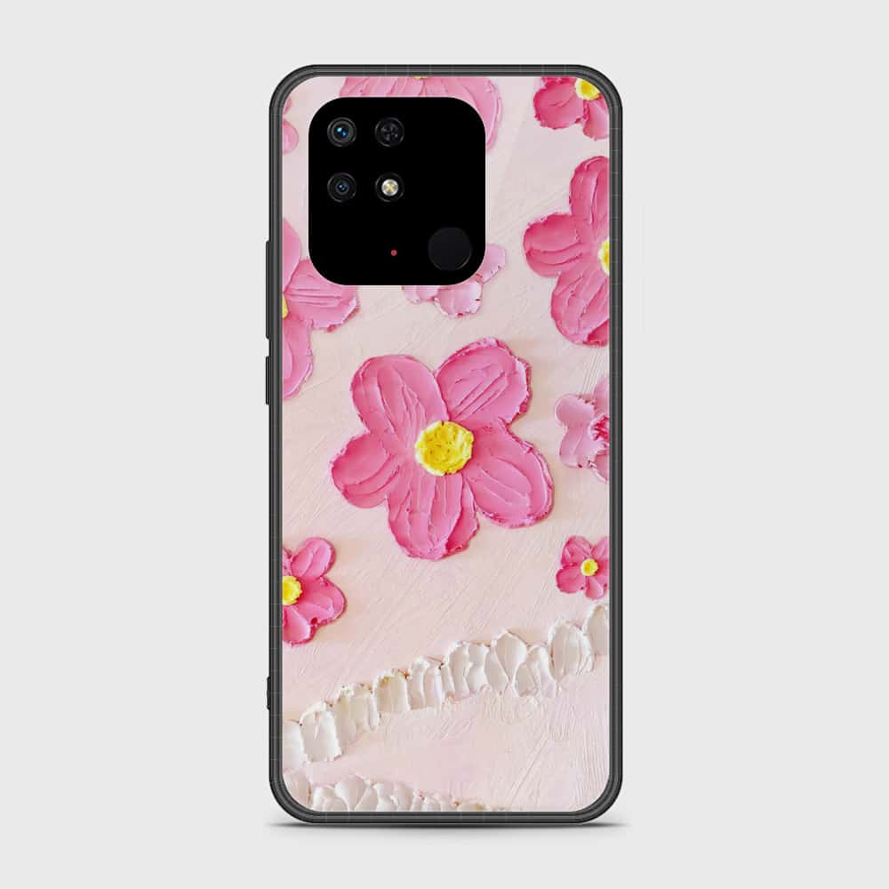 Xiaomi Redmi 10C Cover - Floral Series - Design 2 - Pink - HQ Ultra Shine Premium Infinity Glass Soft Silicon Borders Case